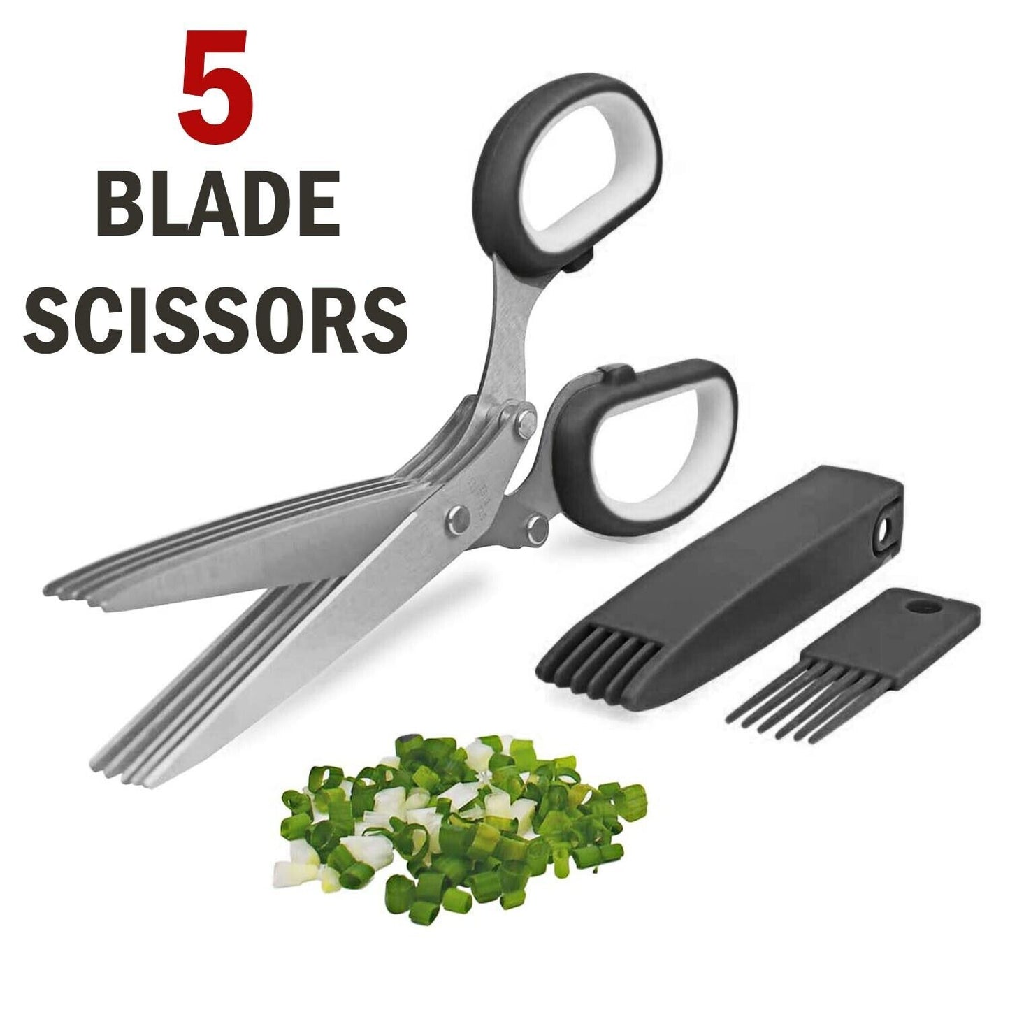 Herb Scissors Set With 5 Blades And Cover