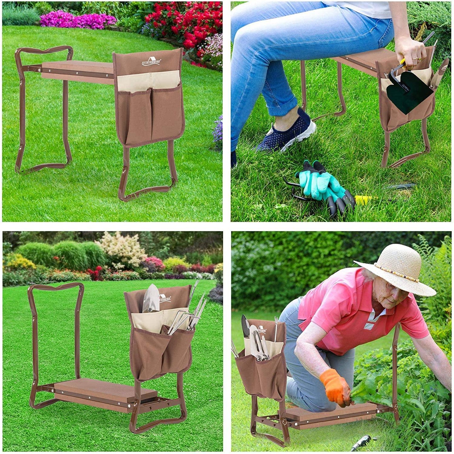 Folding Garden Kneeler Seat Foldable Bench Stool