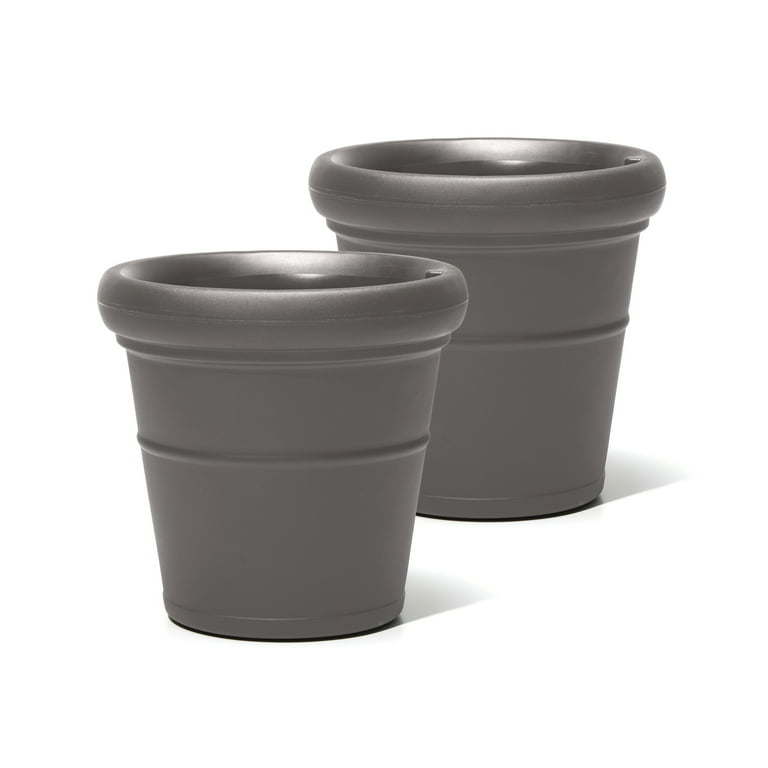 2 Pack Black Round Indoor Outdoor Plastic Plant Pots