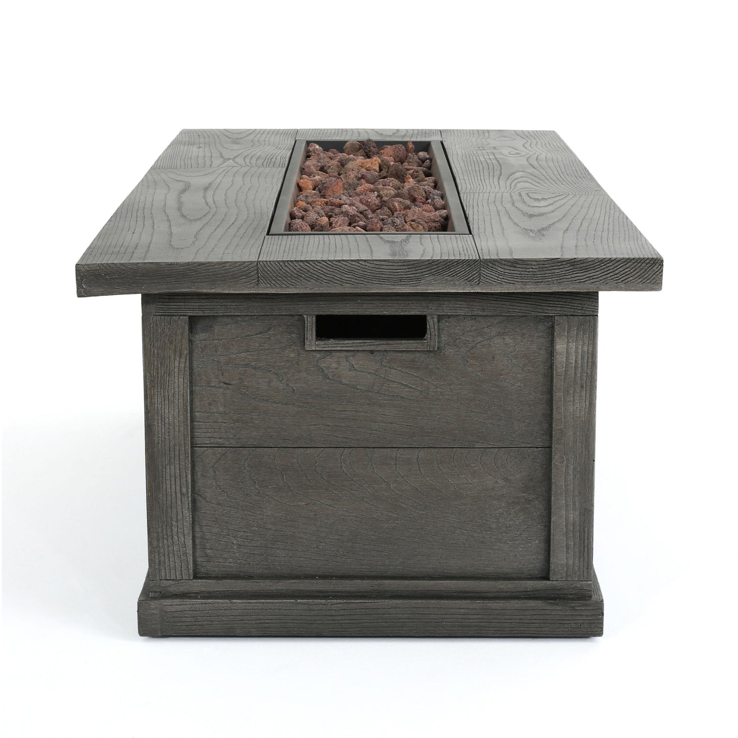 ANCHORAGE 56'' WOOD RECTANGULAR MGO FIRE TABLE GREY - 50,000 BTU