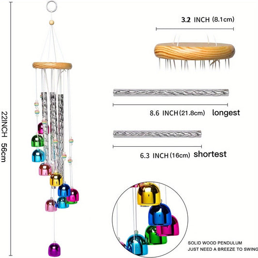 1pc Colorful Wind Chimes With 4 Aluminum Tubes Comes