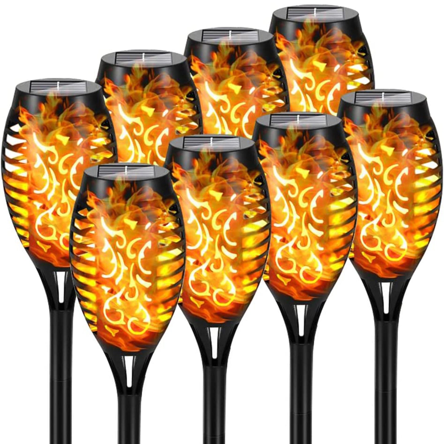 4/8/12pcs/pack Solar Torch Lights With Flickering Flame