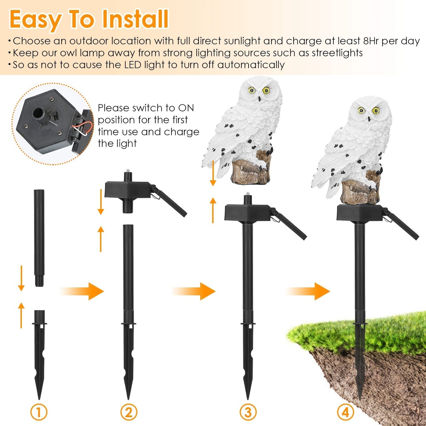 Solar Powered Owl Garden Light