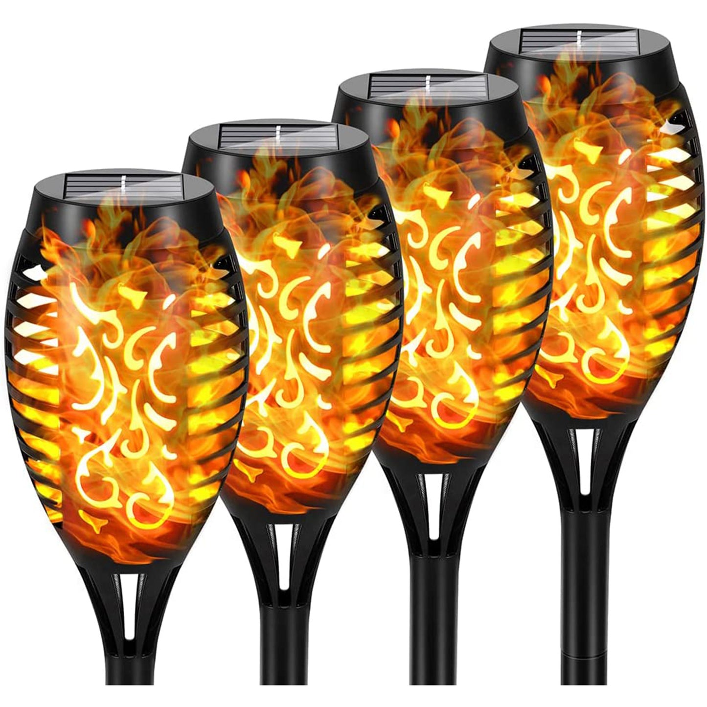 4/8/12pcs/pack Solar Torch Lights With Flickering Flame