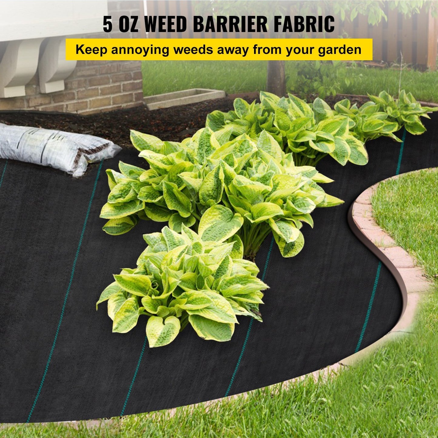 VEVOR Weed Barrier Landscape Fabric, 5 x 250 ft, 5 Oz