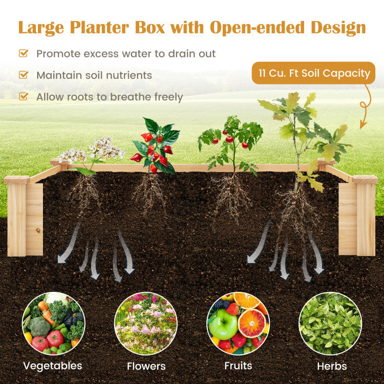 49" x 49" x 10" Raised Garden Bed with Compost Bin - Natural Fir Wood