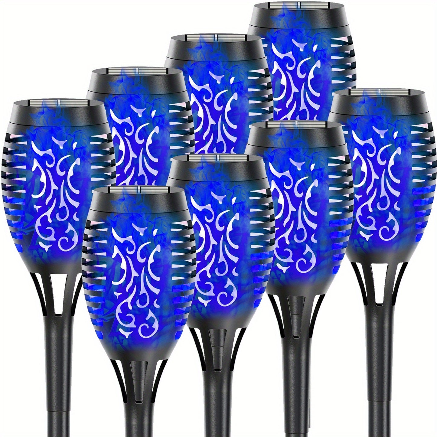 4/8/12pcs/pack Solar Torch Lights With Flickering Flame