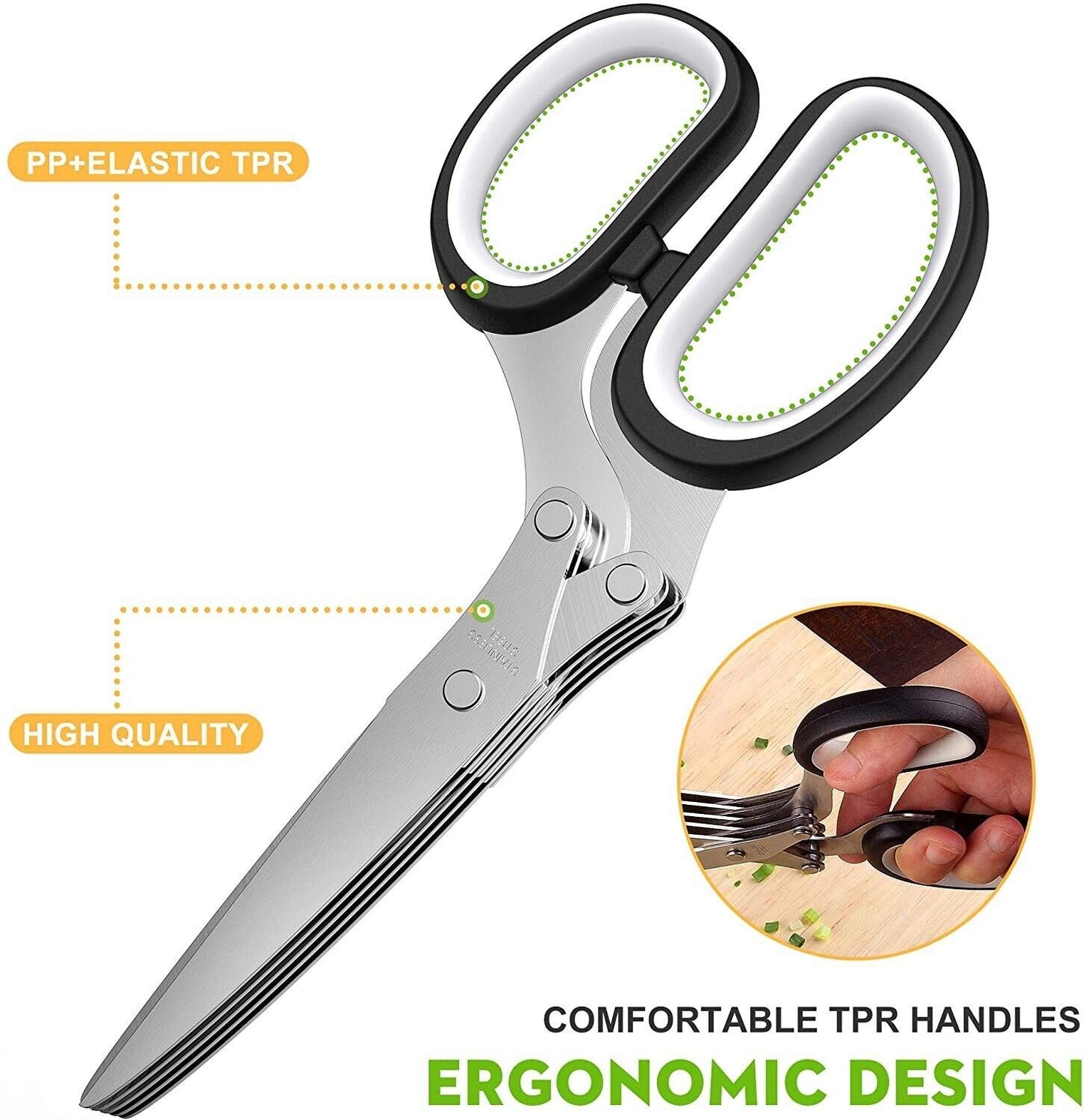 Herb Scissors Set With 5 Blades And Cover