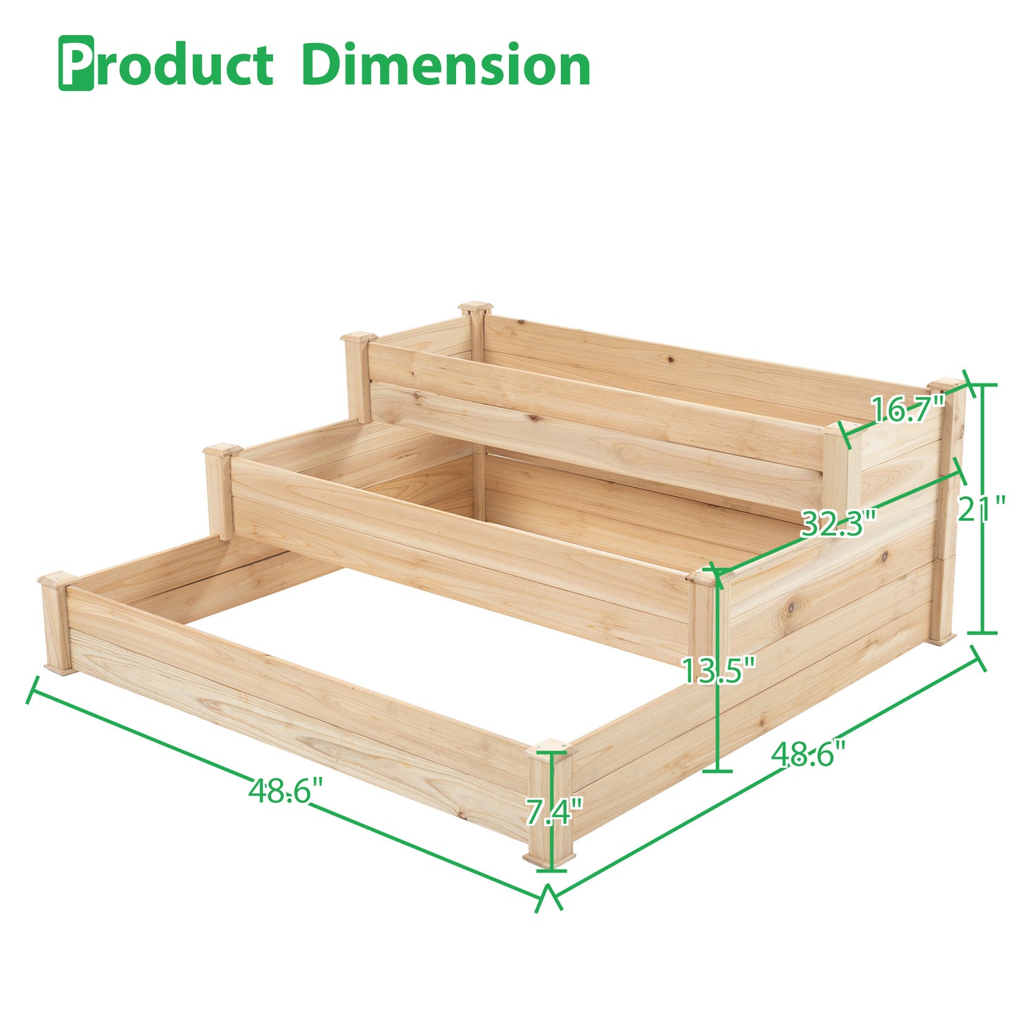 Elevate Your Gardening Experience with the 3-Tier Wooden Raised Garden Bed - Natural