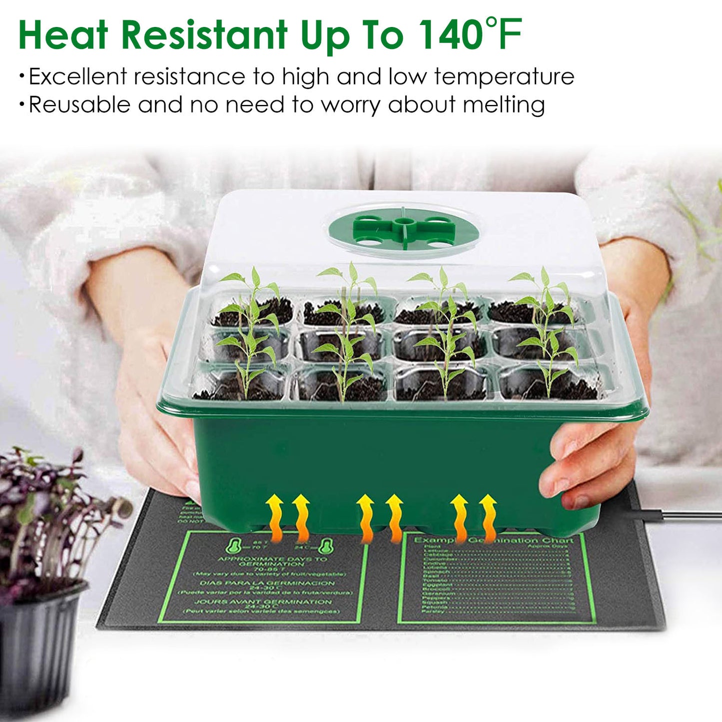 Reusable Seed Starter Tray Kit - 120-Cell Propagation Station with Humidity Dome