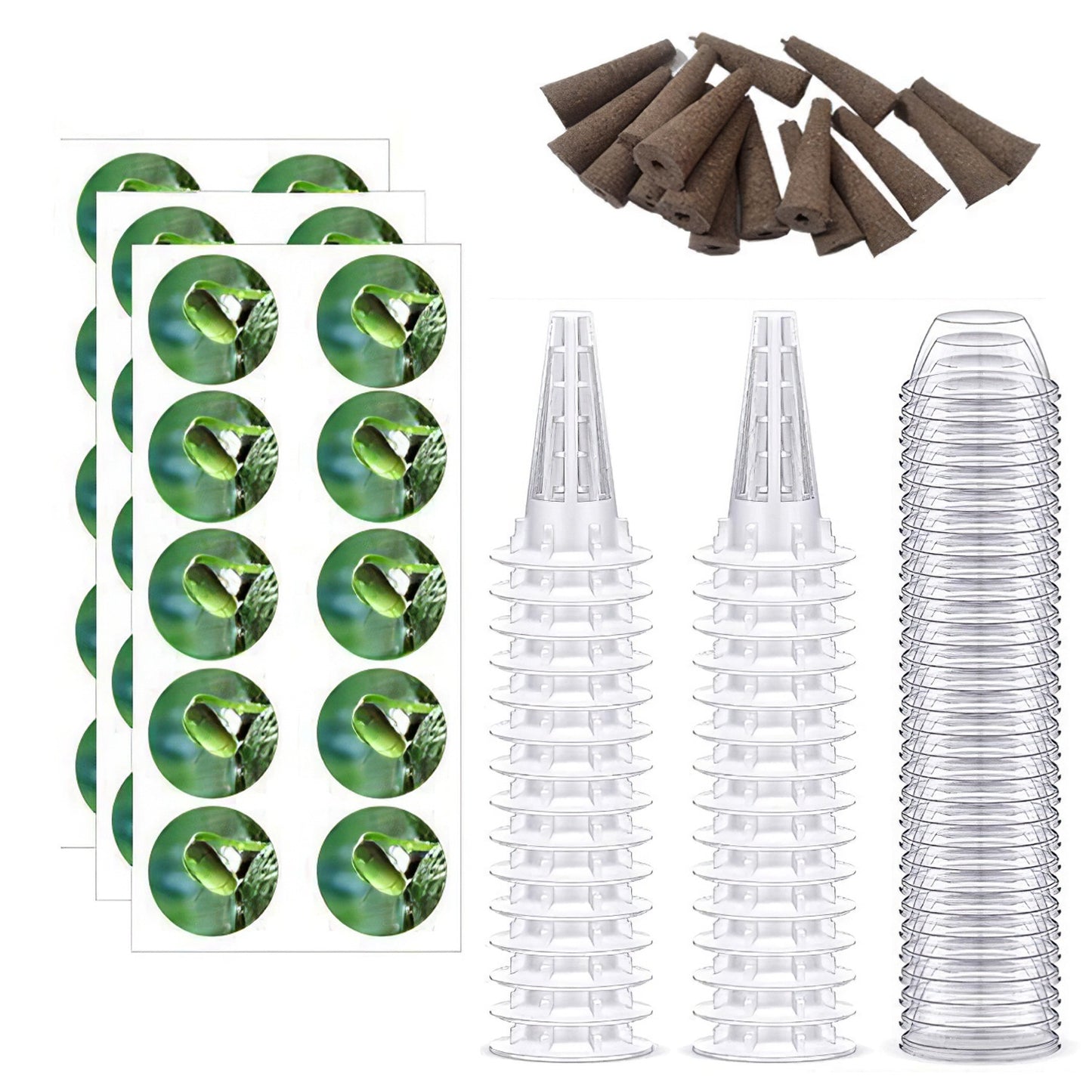 120Pcs Hydroponic Seed Pod Kit - Grow Anything Containers with Baskets, Lids, Sponges & Stickers
