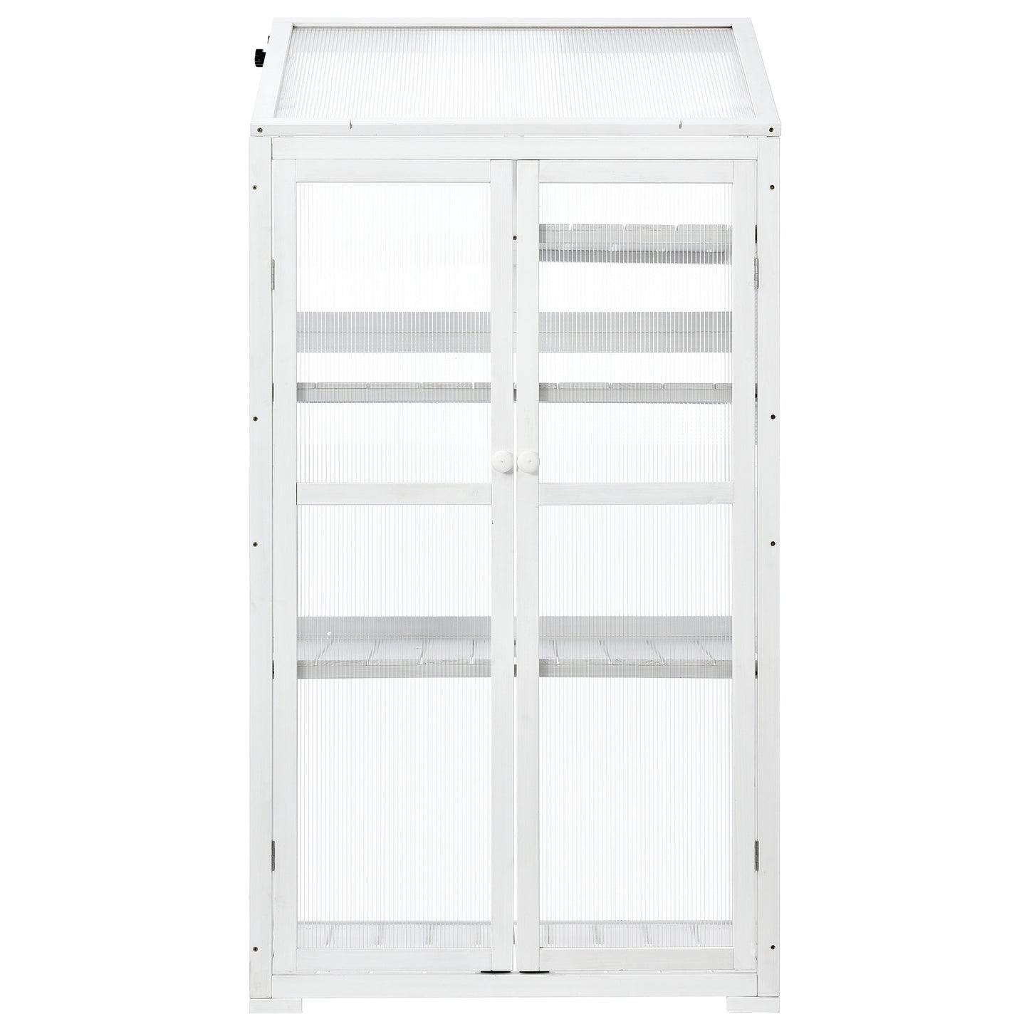 TOPMAX 62inch Height Wood Large Greenhouse Balcony Portable Cold Frame with Wheels and Adjustable Shelves for Outdoor Indoor Use, White