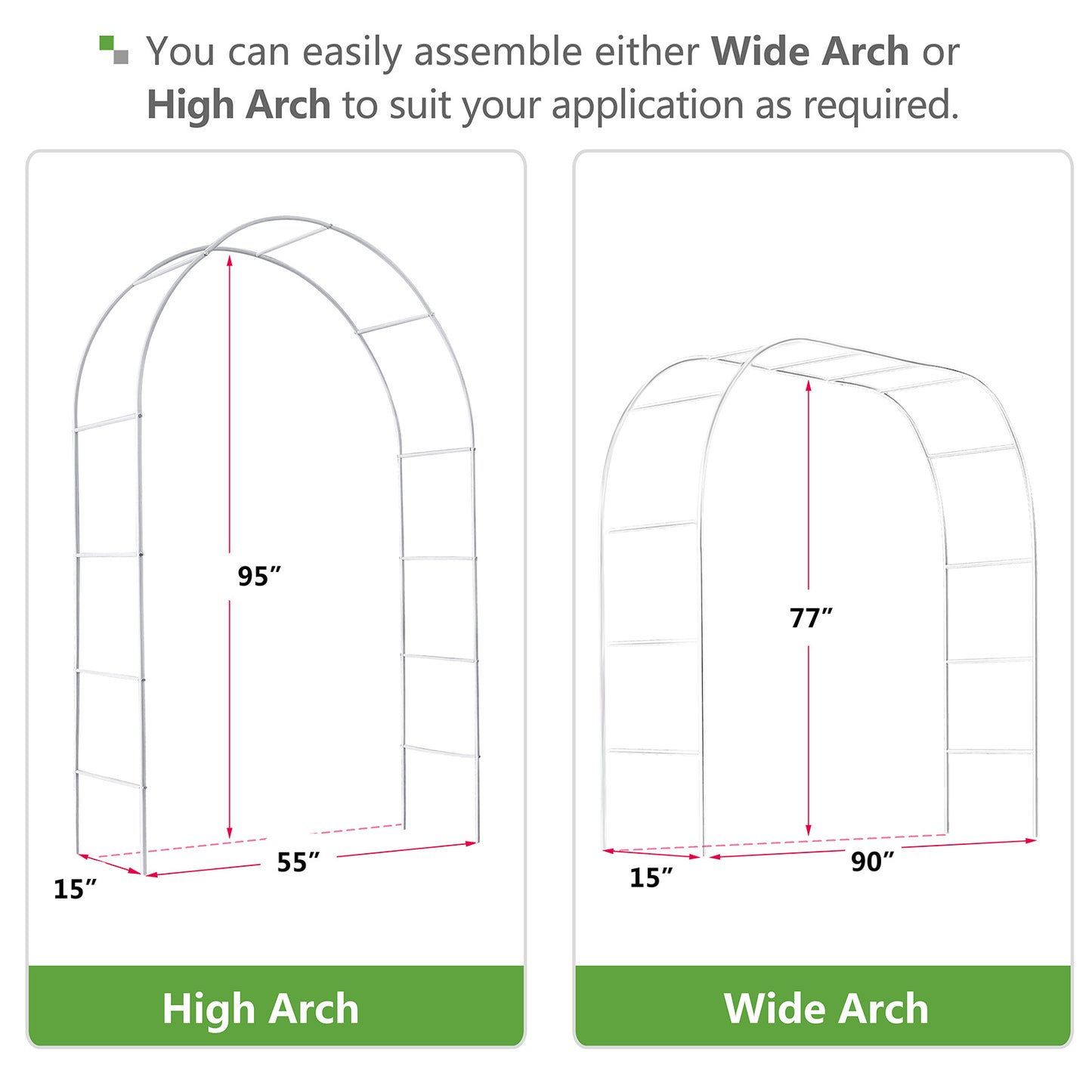 Metal Garden Arch Trellis,Adjustable Arbor Trellis,White