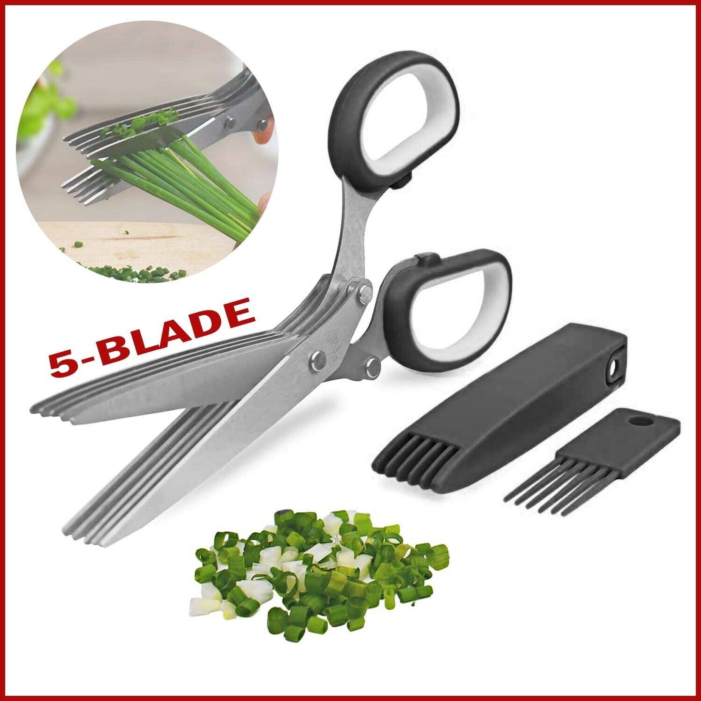 Herb Scissors Set With 5 Blades And Cover