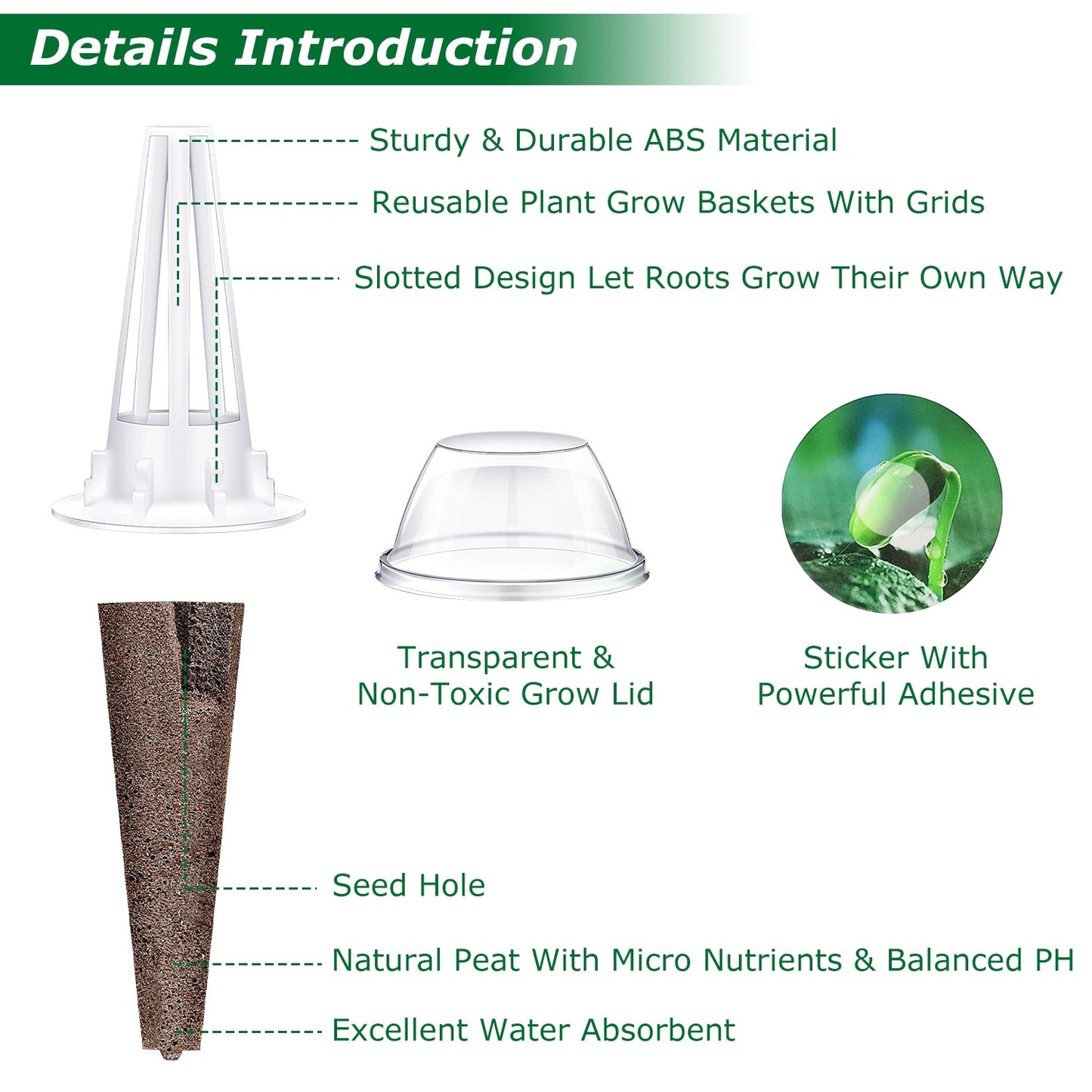 120Pcs Hydroponic Seed Pod Kit - Grow Anything Containers with Baskets, Lids, Sponges & Stickers