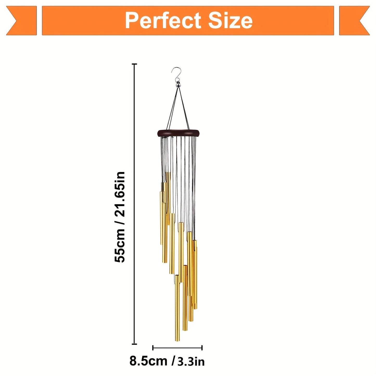 1pc, 21.6 Inches Golden Vintage Wind Chime