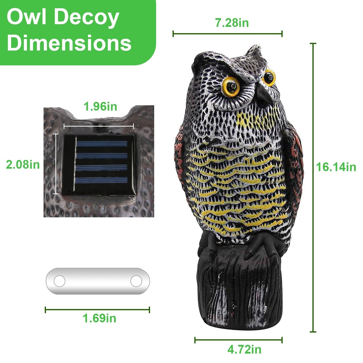 Solar Powered Owl Decoy with Flashing Eye Hoot Sound