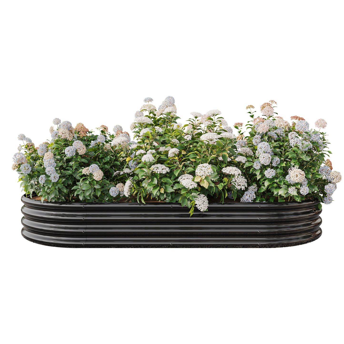 Oval Large Metal Raised Planter Bed for for Plants, Vegetables, and Flowers - Black