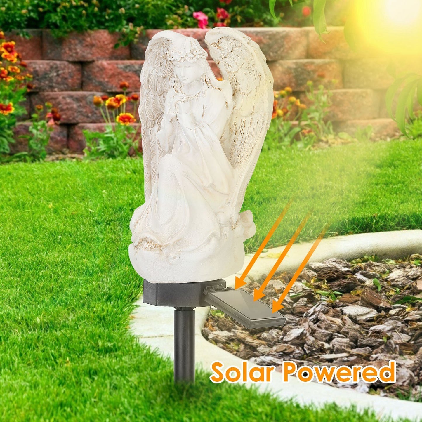 Solar Praying Angel Statue Garden Light LED