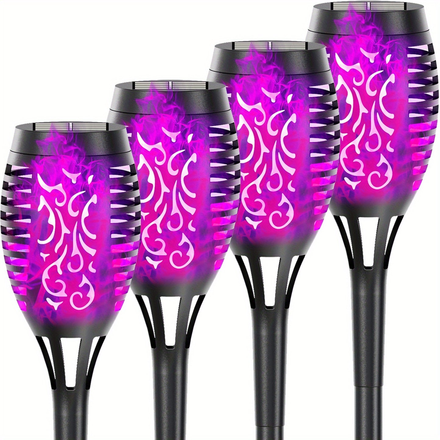 4/8/12pcs/pack Solar Torch Lights With Flickering Flame