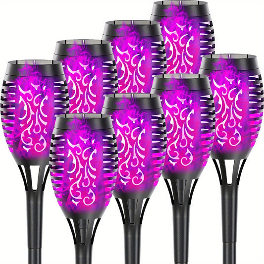 4/8/12pcs/pack Solar Torch Lights With Flickering Flame