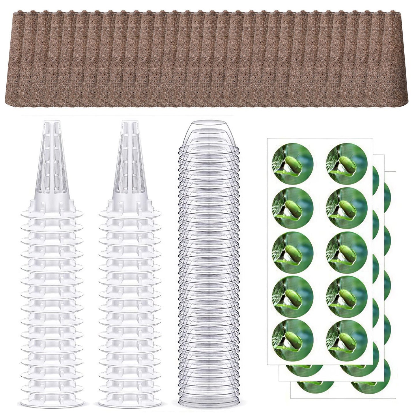 120Pcs Hydroponic Seed Pod Kit - Grow Anything Containers with Baskets, Lids, Sponges & Stickers