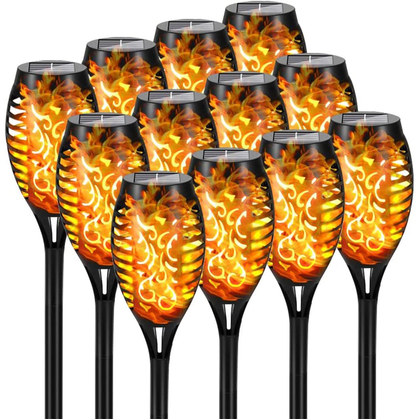 4/8/12pcs/pack Solar Torch Lights With Flickering Flame