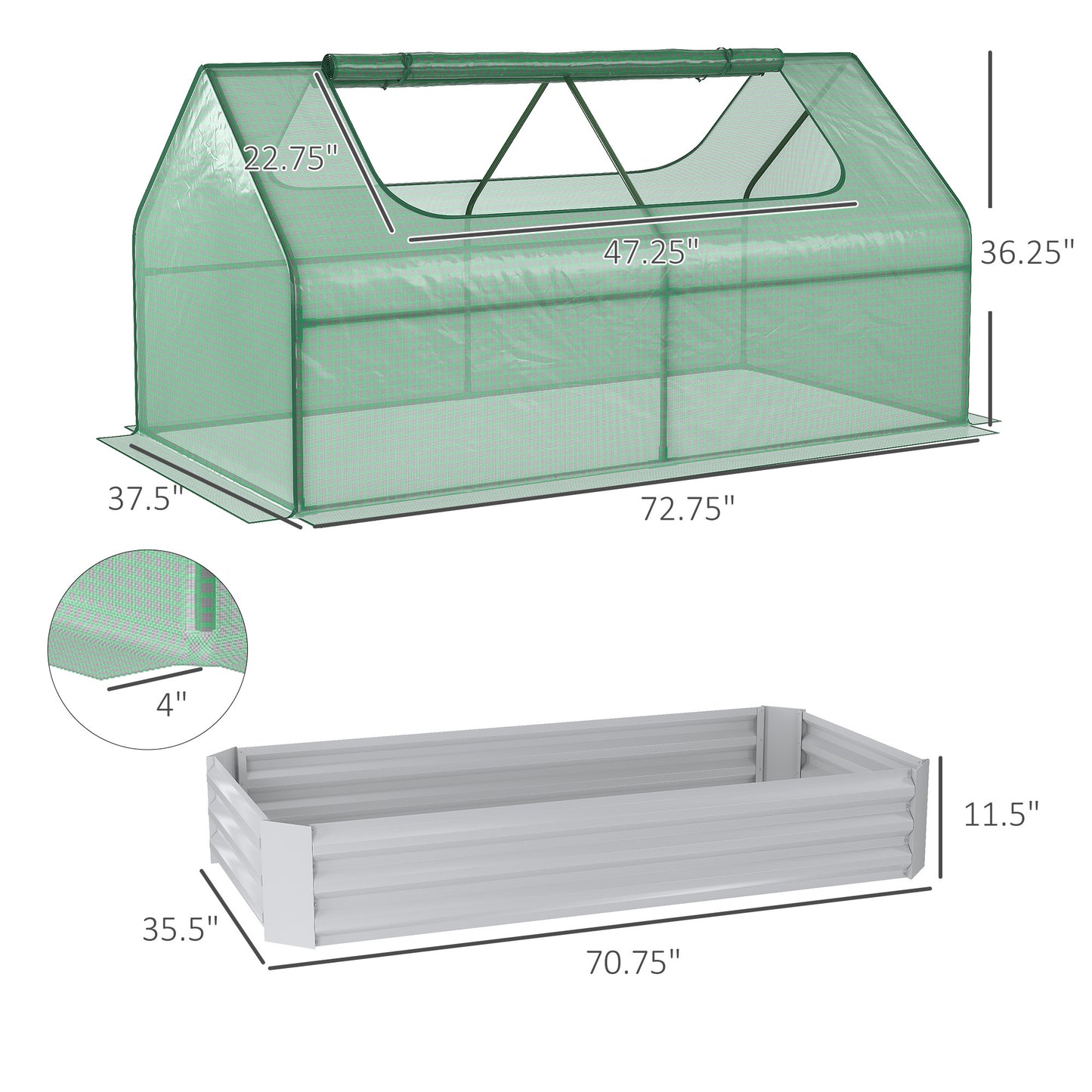 GrowPro Galvanized Raised Garden Bed: Expand Your Gardening Horizons with Mini PE Greenhouse Cover