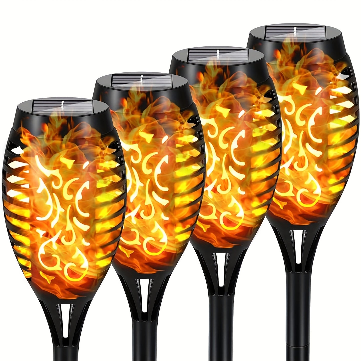 4/8/12pcs/pack Solar Torch Lights With Flickering Flame