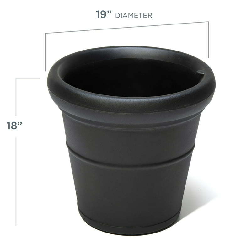 2 Pack Black Round Indoor Outdoor Plastic Plant Pots