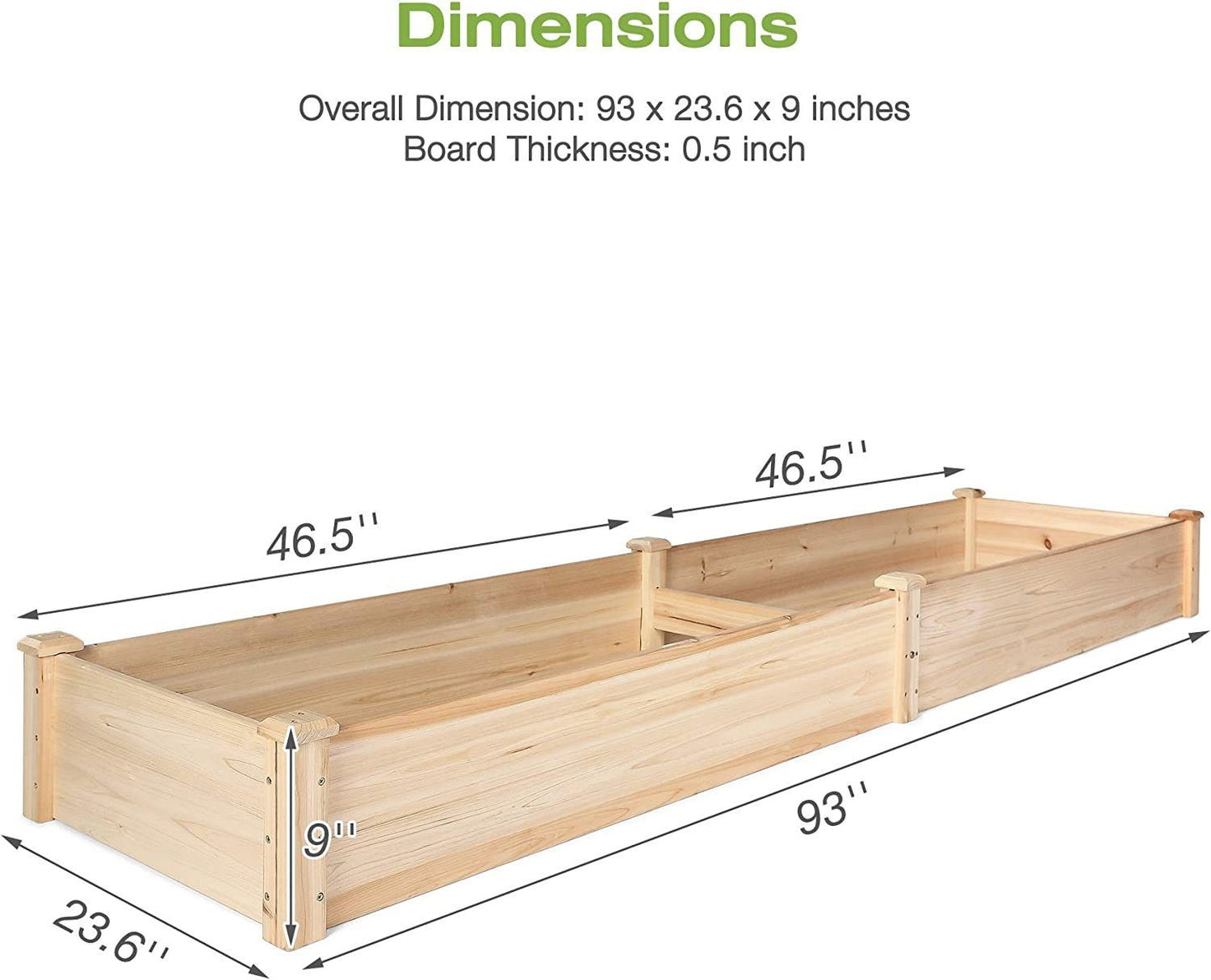 Raised Garden Bed Wooden Planter Box 2 Separate Planting Space