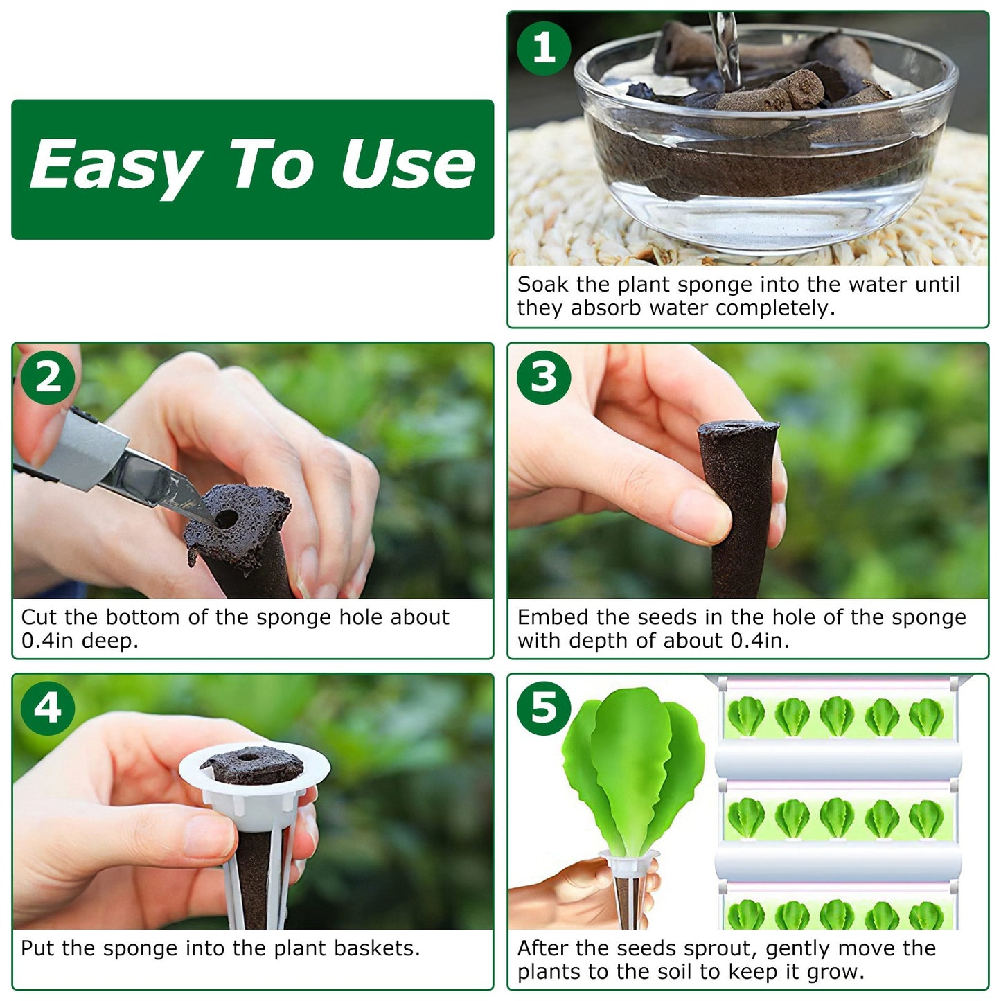 120Pcs Hydroponic Seed Pod Kit - Grow Anything Containers with Baskets, Lids, Sponges & Stickers