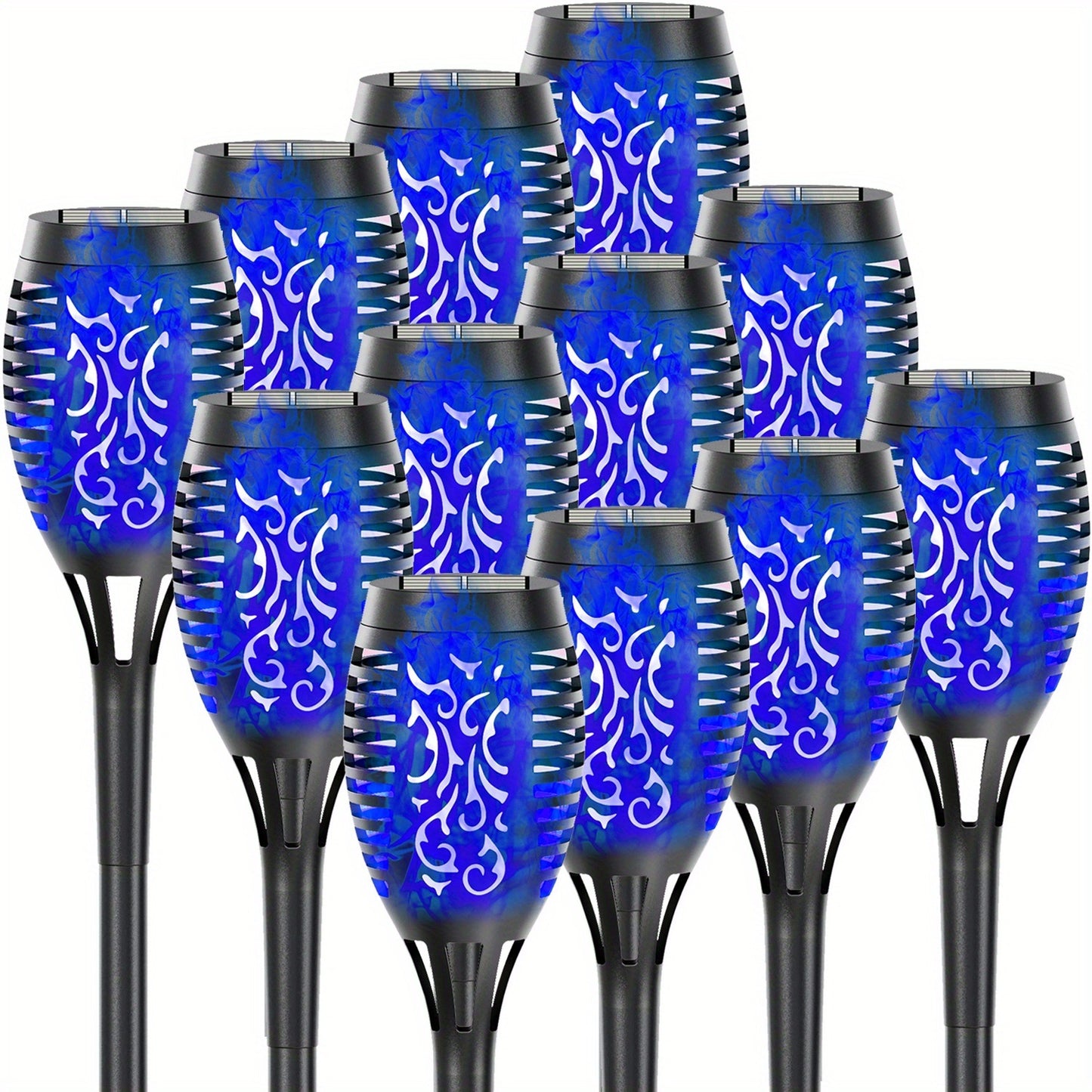 4/8/12pcs/pack Solar Torch Lights With Flickering Flame