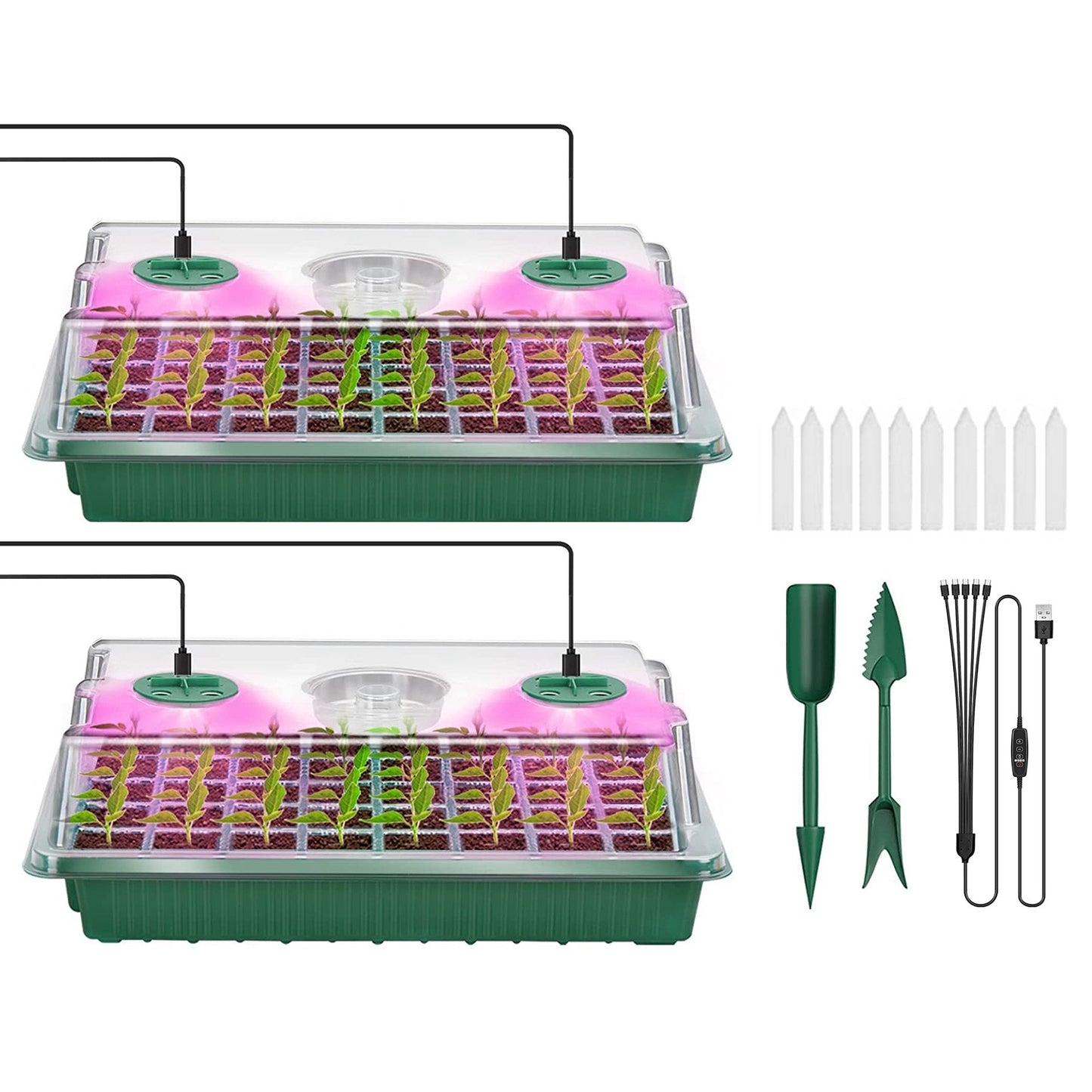 Seed Starter Tray with Grow Light, Automatic Timing, and Humidity Dome