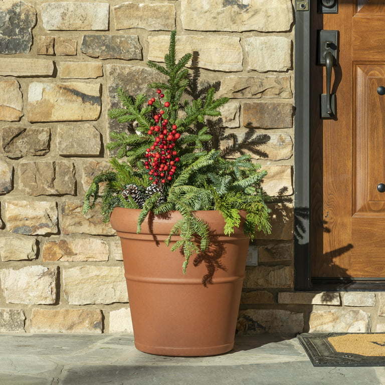 2 Pack Black Round Indoor Outdoor Plastic Plant Pots