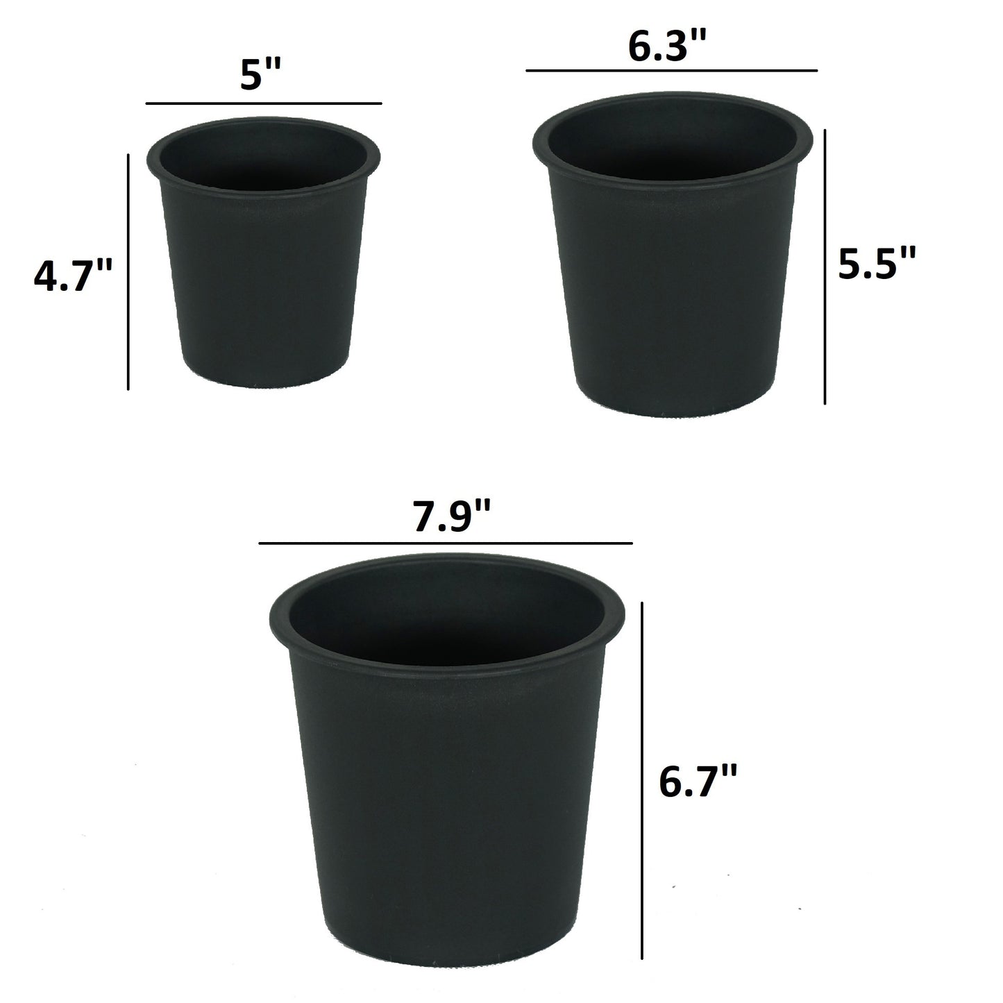 5" Round Nursery Plant Pot - Garden Plastic Pots with Drainage (5-Pack)