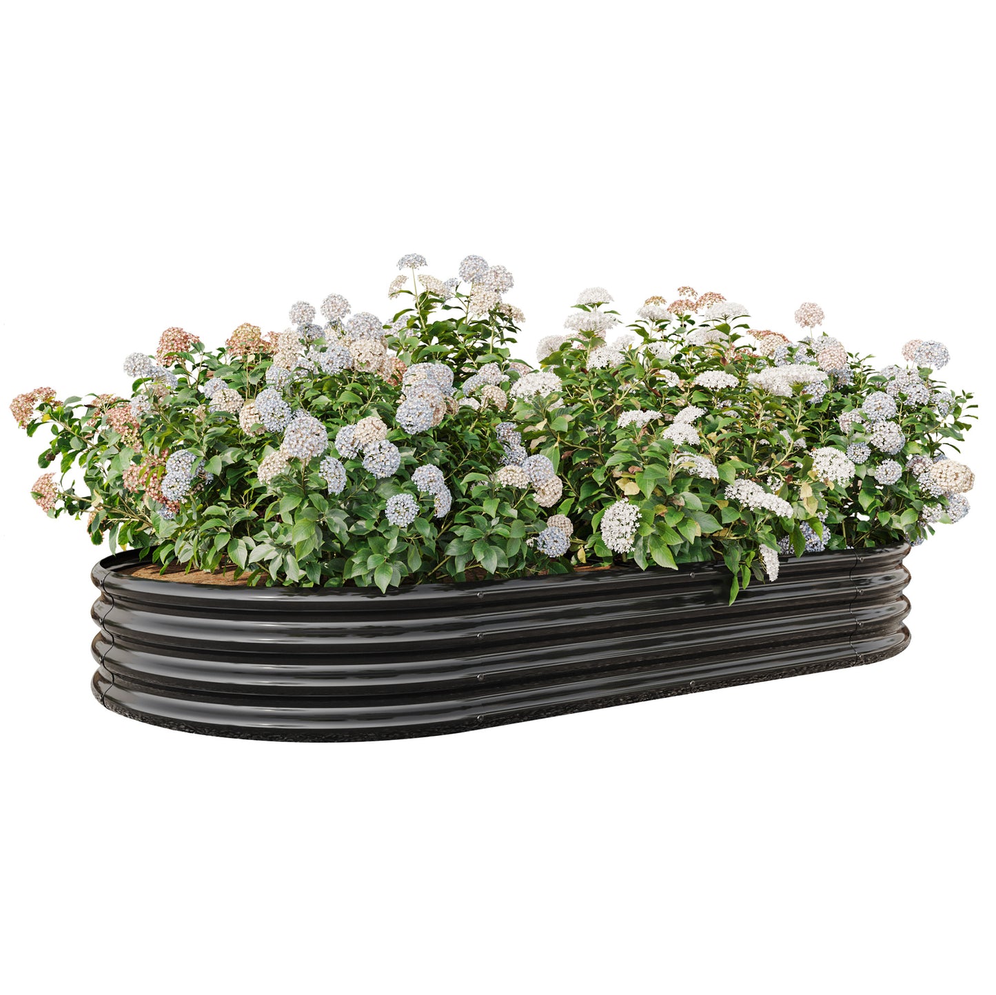 Oval Large Metal Raised Planter Bed for for Plants, Vegetables, and Flowers - Black