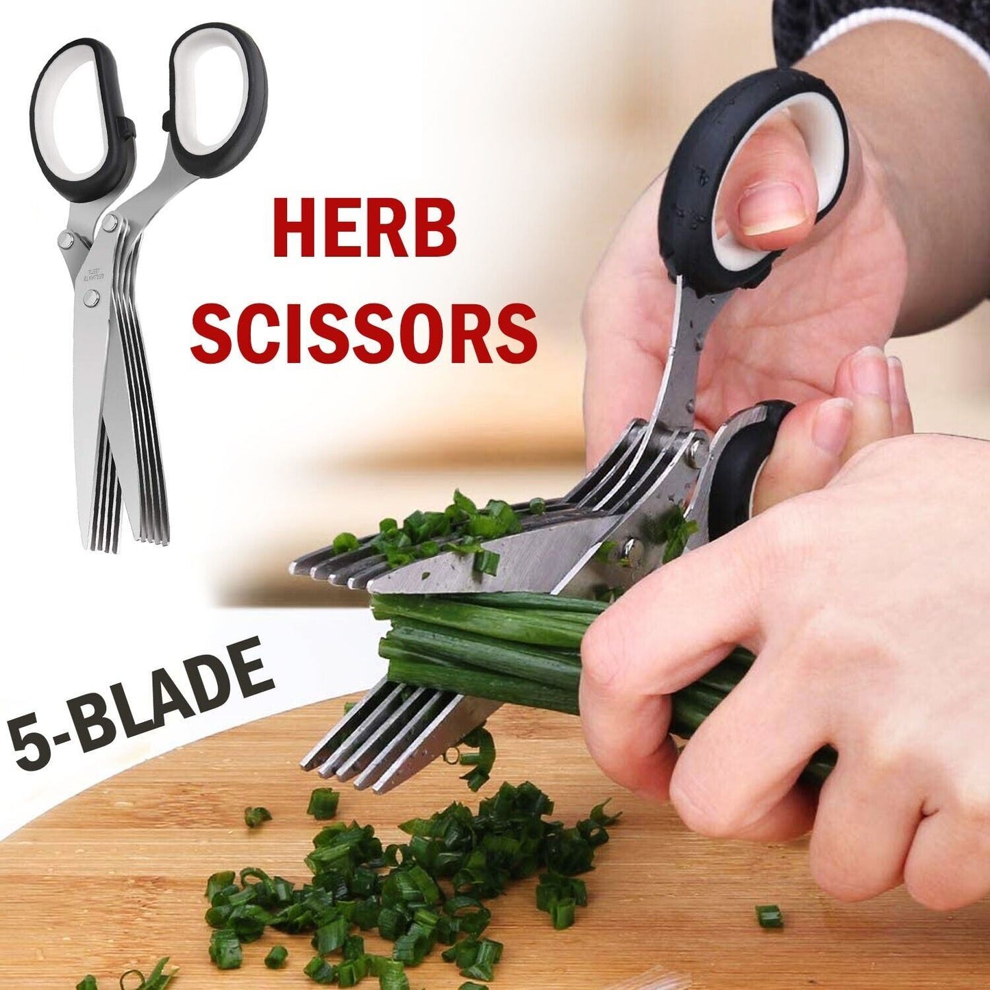 Herb Scissors Set With 5 Blades And Cover