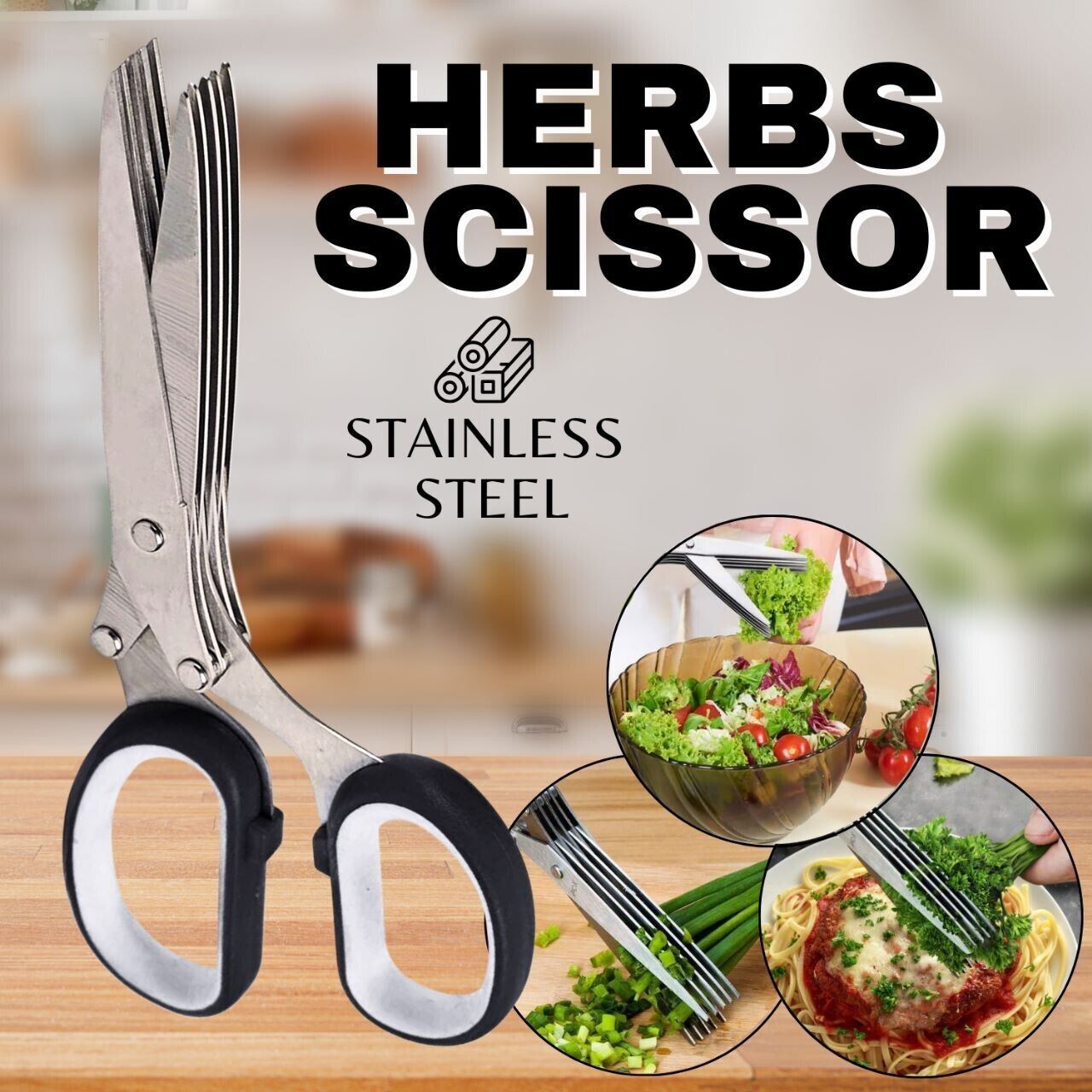 Herb Scissors Set With 5 Blades And Cover