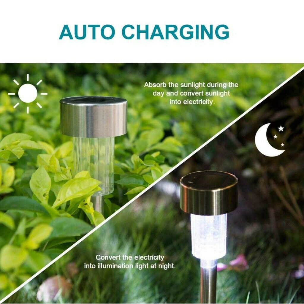 10pcs Garden Outdoor Stainless Steel LED Solar Lights