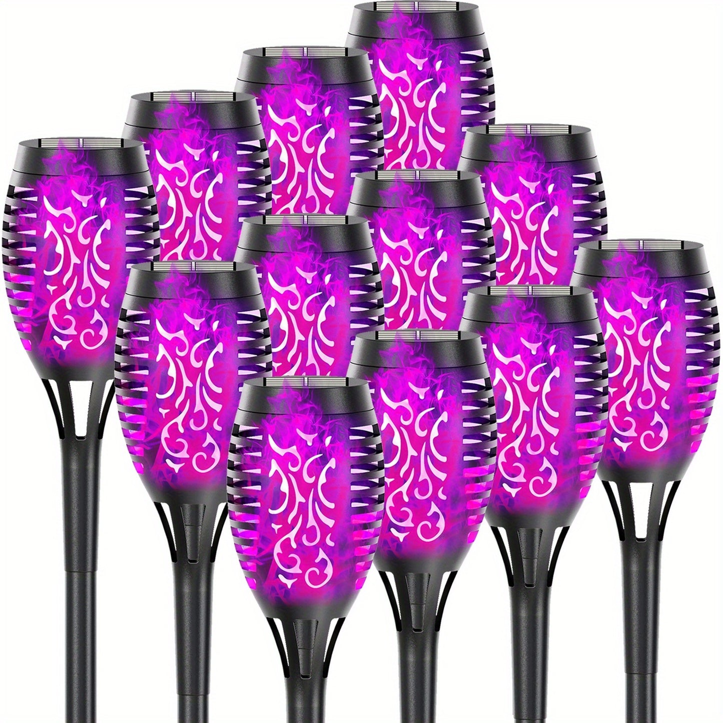 4/8/12pcs/pack Solar Torch Lights With Flickering Flame