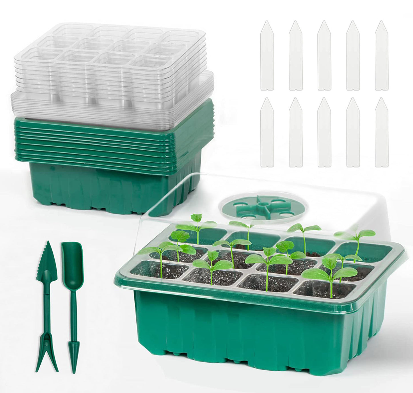 Reusable Seed Starter Tray Kit - 120-Cell Propagation Station with Humidity Dome