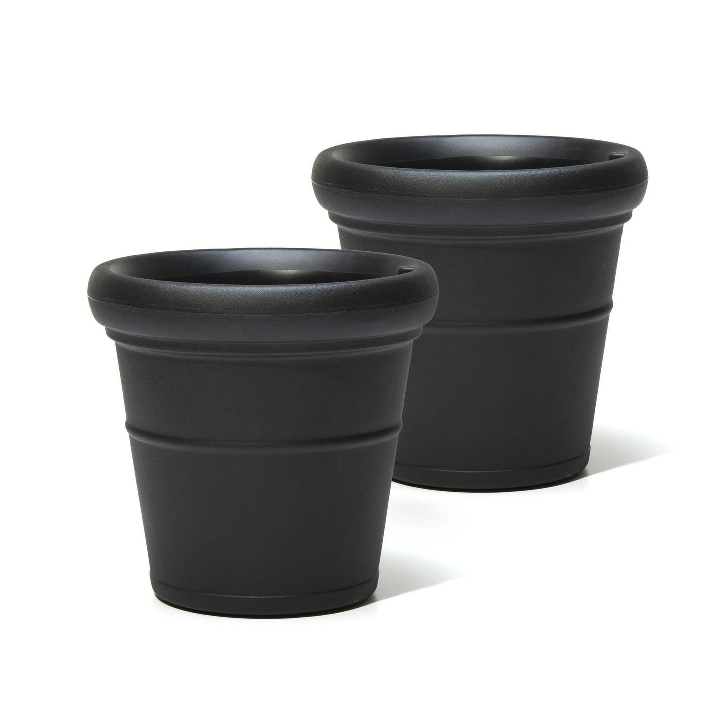 2 Pack Black Round Indoor Outdoor Plastic Plant Pots