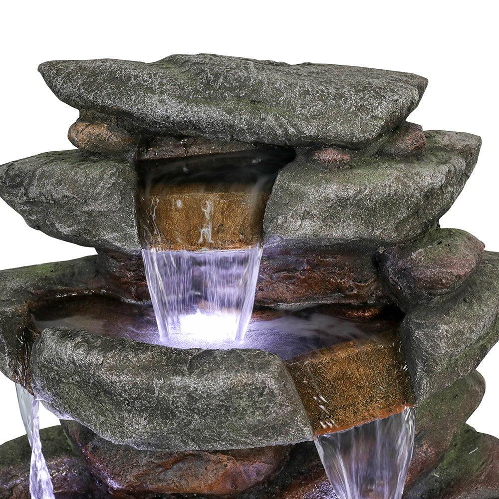 Rocks Outdoor Water Fountain with LED Lights