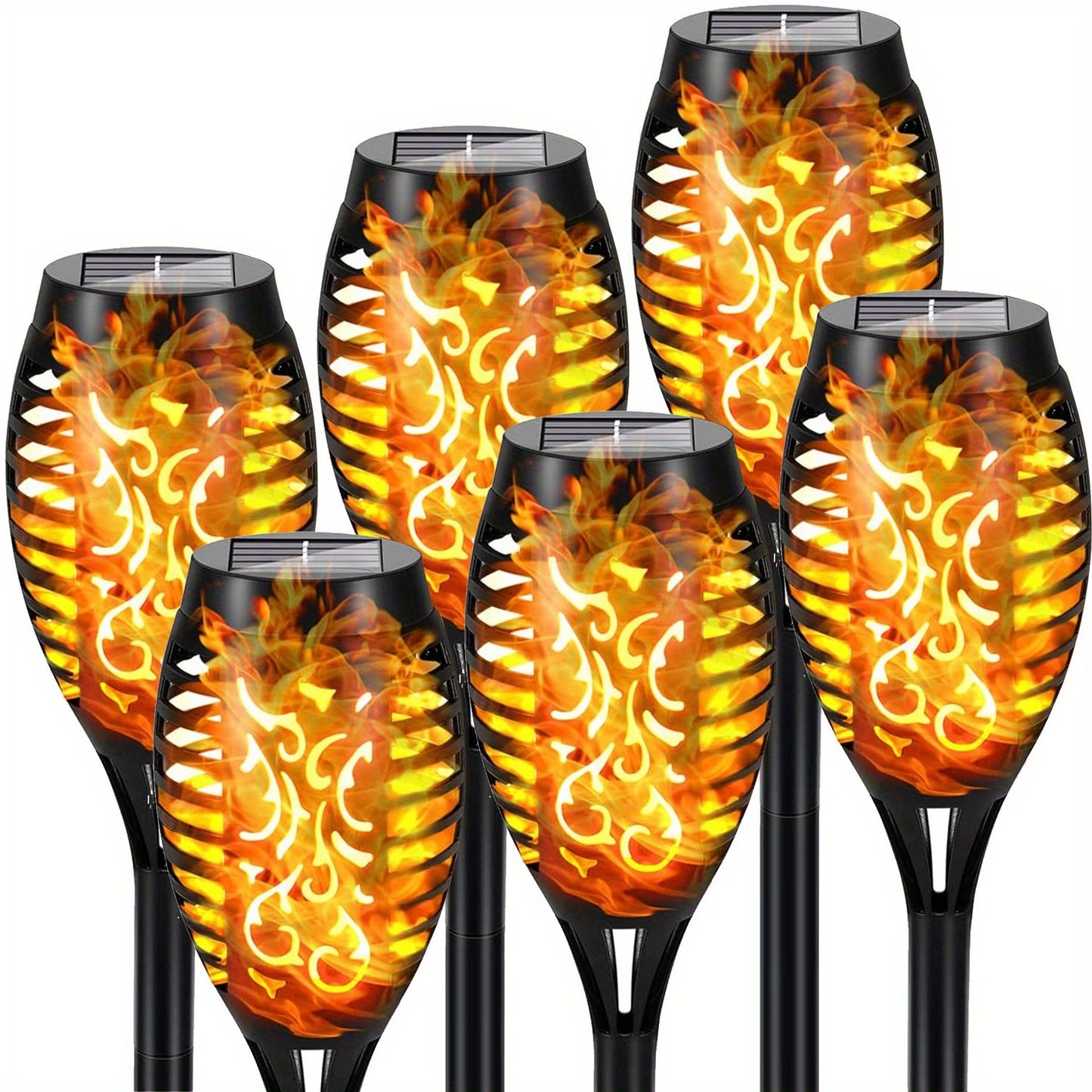 4/8/12pcs/pack Solar Torch Lights With Flickering Flame