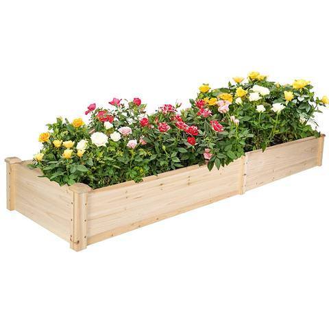 Raised Garden Bed Wooden Planter Box 2 Separate Planting Space
