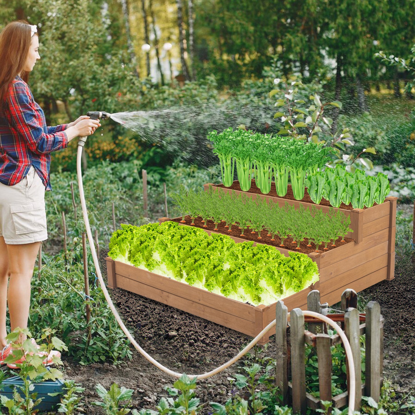 Enhance Your Garden with the 3-Tier Wooden Raised Garden Bed