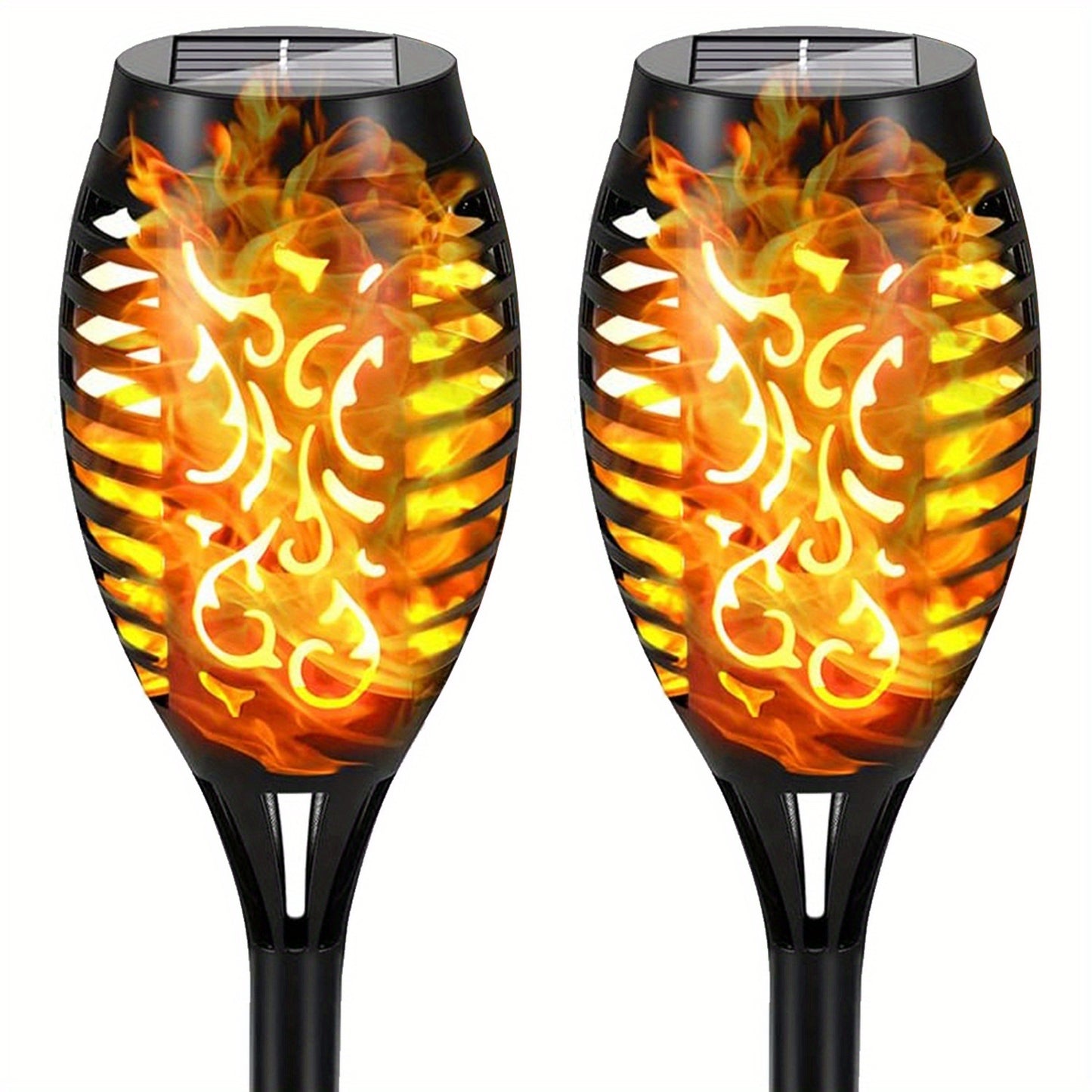 4/8/12pcs/pack Solar Torch Lights With Flickering Flame