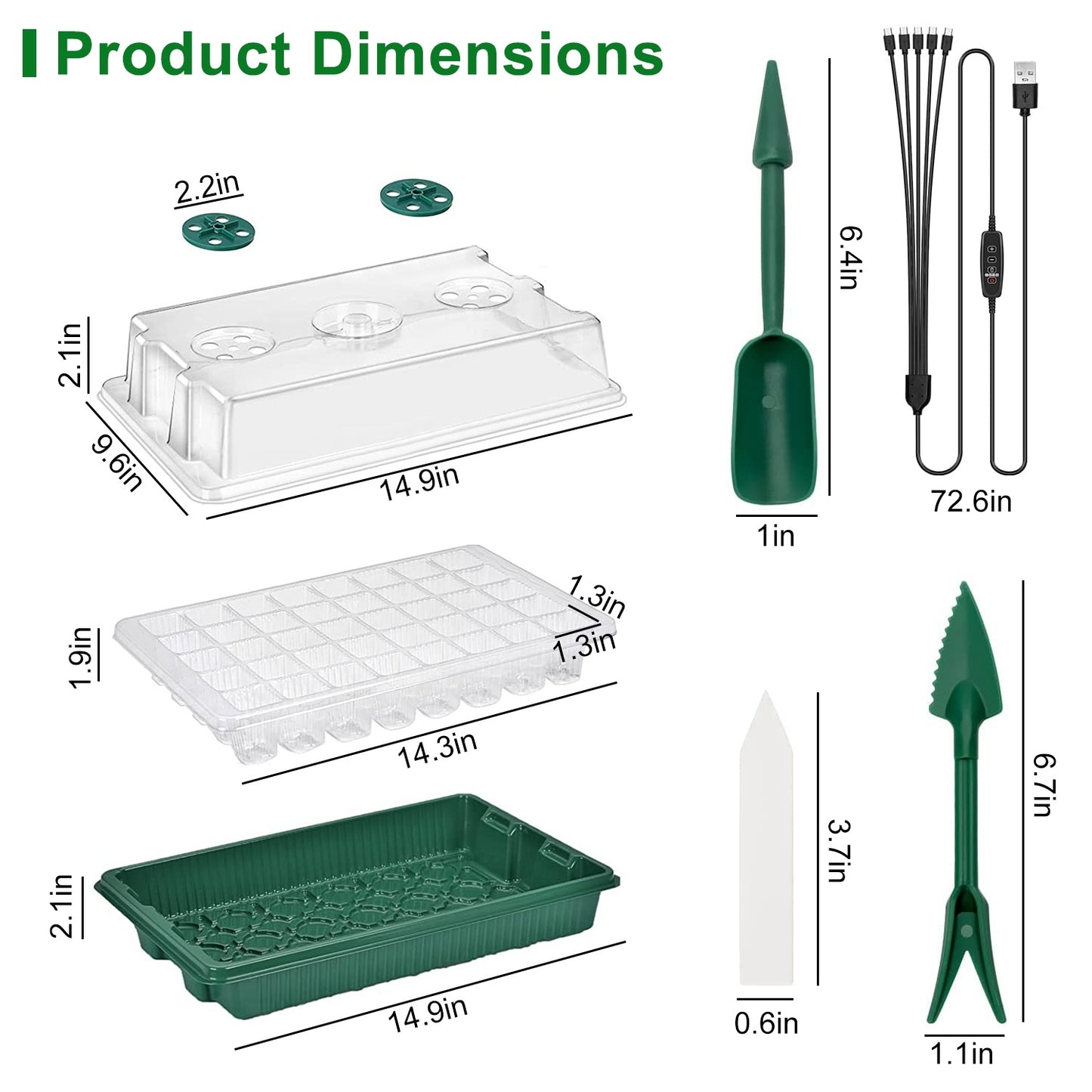 Seed Starter Tray with Grow Light, Automatic Timing, and Humidity Dome