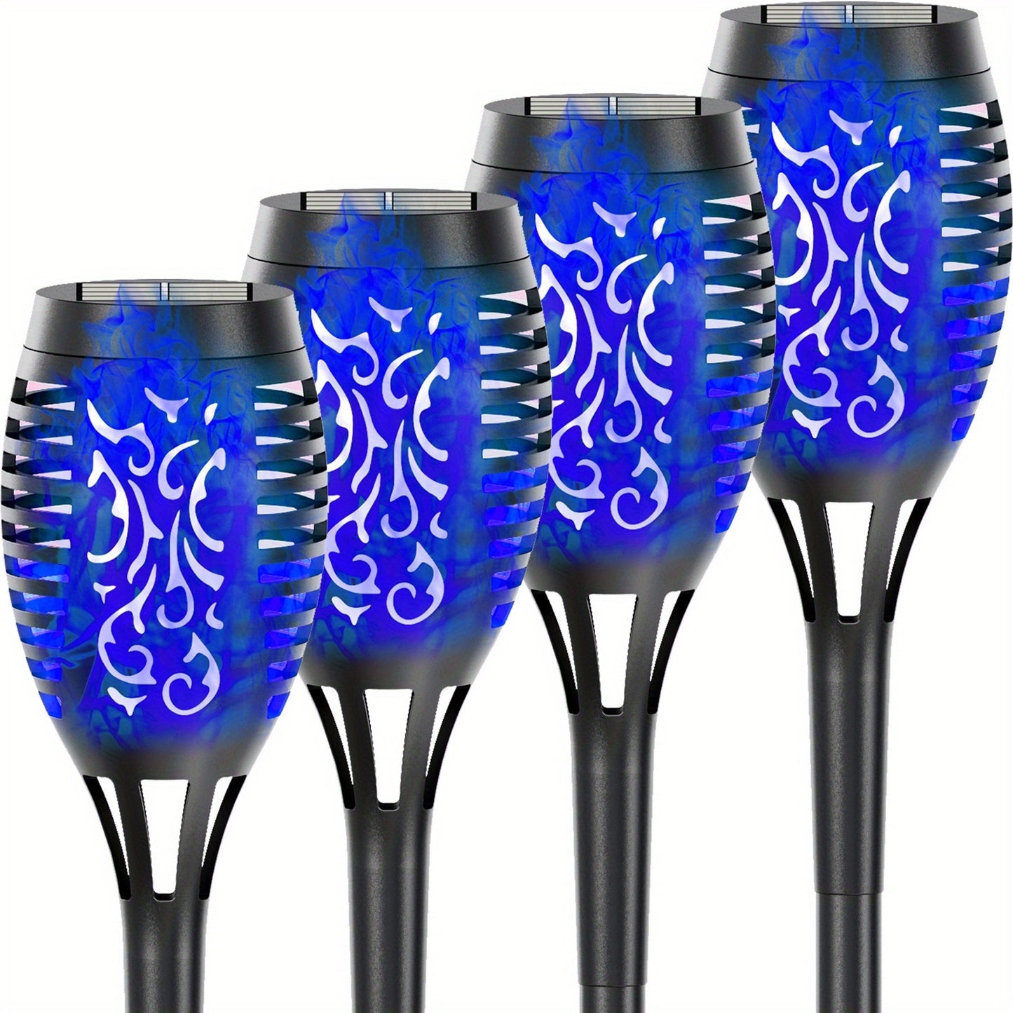 4/8/12pcs/pack Solar Torch Lights With Flickering Flame